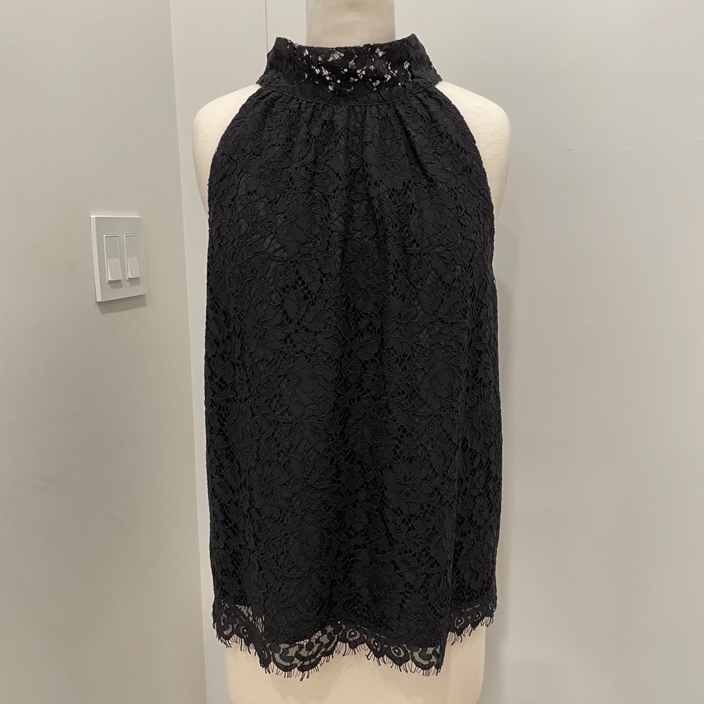 NWT J.Crew Sleeveless Lace Top, Black, Size Small